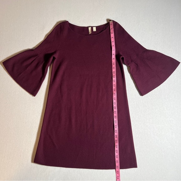 Anthropologie Moth Chester Dress w/ Bell Flare Sleeves in Red Plum Purple, Small - Picture 3 of 9